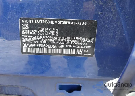 2023 BMW 330I xDrive z USA, uszkodzony, nr VIN 3MW89FF06P8D56548